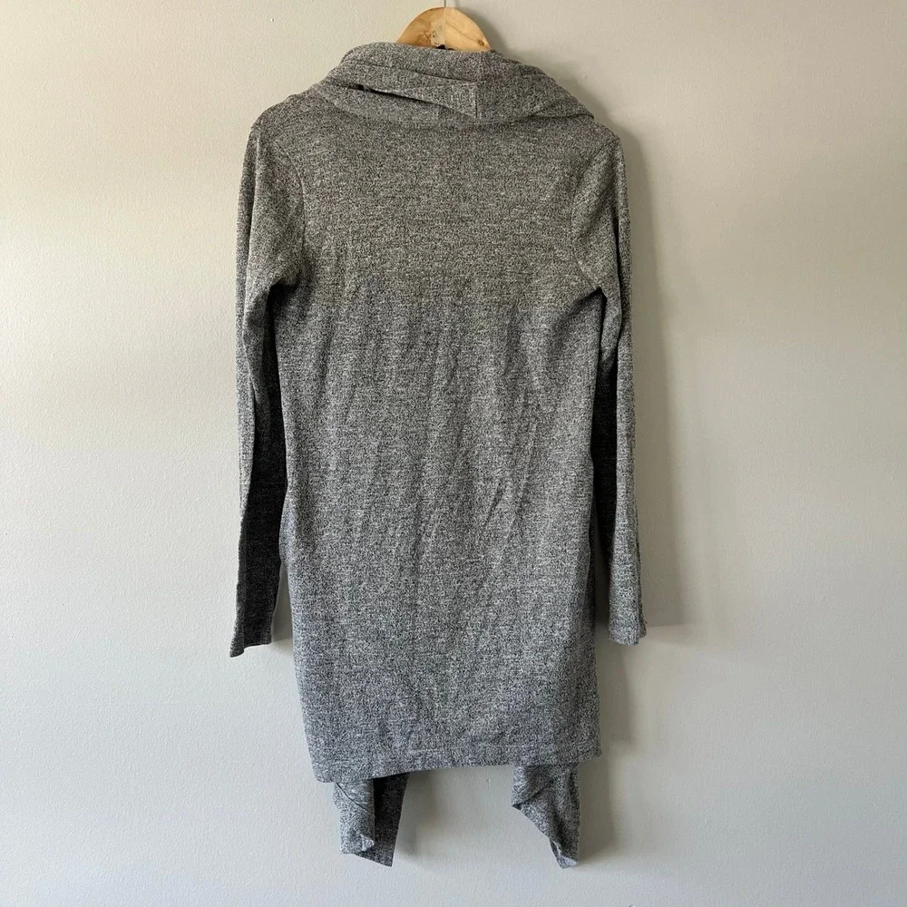 Athleta Heather Gray Cowl Neck Open Front Cardigan Draped‎ Sweater Medium